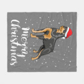 Cute Rottweiler Santa Hat Merry Kerstkostuum Fleece Deken (Voorkant (Horizontaal))