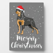 Cute Rottweiler Santa Hat Merry Kerstkostuum Fotoplaat (voorkant)