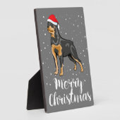 Cute Rottweiler Santa Hat Merry Kerstkostuum Fotoplaat (Zijkant)