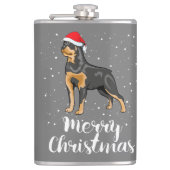 Cute Rottweiler Santa Hat Merry Kerstkostuum Heupfles (Voorkant)