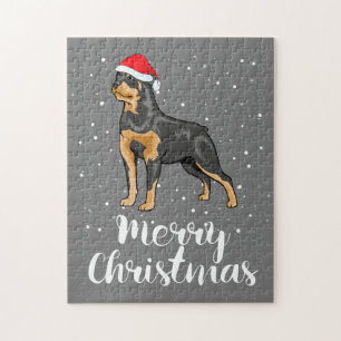 Cute Rottweiler Santa Hat Merry Kerstkostuum Legpuzzel