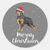 Cute Rottweiler Santa Hat Merry Kerstkostuum Ronde Sticker (Voorkant)