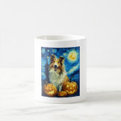 Cute Rough Collie Dog Halloween Jack O Lantern Pum Koffiemok (Center)