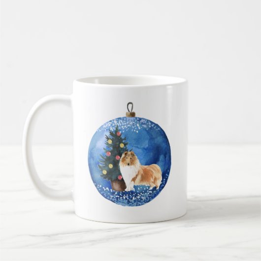 Cute Rough Collie kerstkeramische Mok (Links)