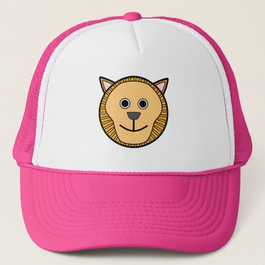 Cute Round Cartoon Lion Face Trucker Pet (Voorkant)