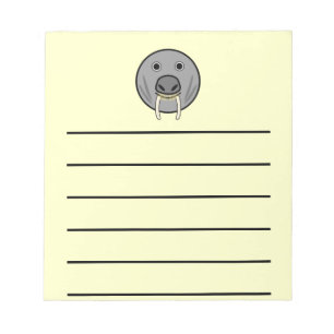 Cute Round Cartoon Walrus Face Notitieblok