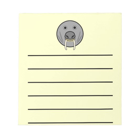 Cute Round Cartoon Walrus Face Notitieblok (Voorkant)