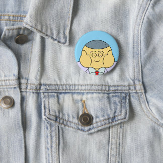 Cute Round Face Business Employee ID Badge Blue Ronde Button 5,7 Cm
