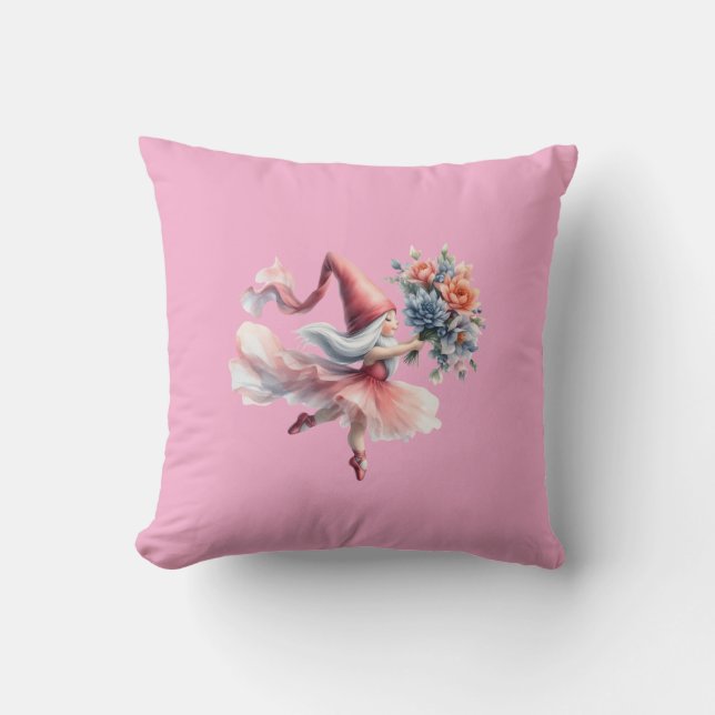 Cute Round Gnome in Pink Tutu Men's T-Shirt Kussen (Voorkant)