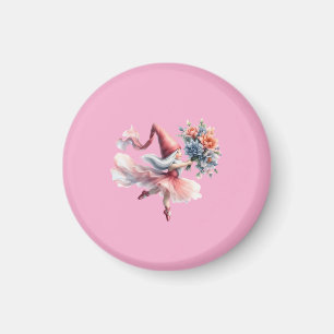 Cute Round Gnome in Pink Tutu Men's T-Shirt Magneet