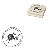 Cute Round Handmade with Love Knitting Yarn Ball Rubberstempel (Gestempeld)