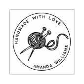 Cute Round Handmade with Love Knitting Yarn Ball Rubberstempel (Afrduk)