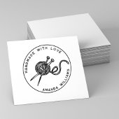 Cute Round Handmade with Love Knitting Yarn Ball Rubberstempel