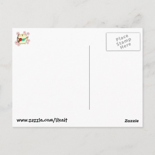 Cute Round Maneki Neko Cat Briefkaart (Achterkant)