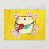 Cute Round Maneki Neko Cat Briefkaart (Voorkant)