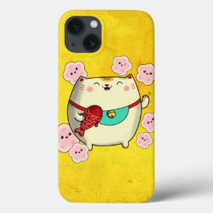 Cute Round Maneki Neko Cat iPhone 13 Hoesje