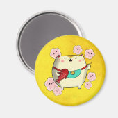 Cute Round Maneki Neko Cat Magneet (Voorkant / Achterkant)