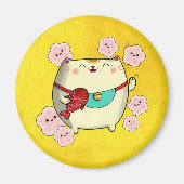 Cute Round Maneki Neko Cat Magneet (Voorkant)