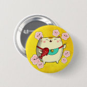 Cute Round Maneki Neko Cat Ronde Button 5,7 Cm (Voorkant /achterkant)