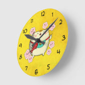 Cute Round Maneki Neko Cat Ronde Klok (Hoek)