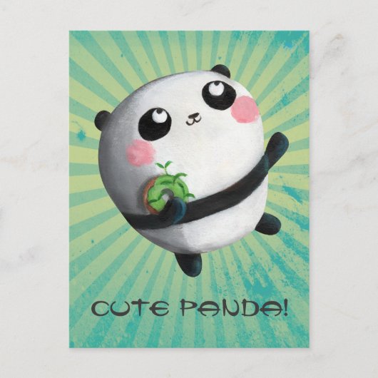 Cute Round Panda Briefkaart (Voorkant)
