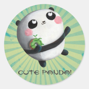 Cute Round Panda Ronde Sticker