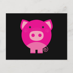 Cute Round Pig Cartoon Briefkaart