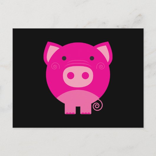 Cute Round Pig Cartoon Briefkaart (Voorkant)