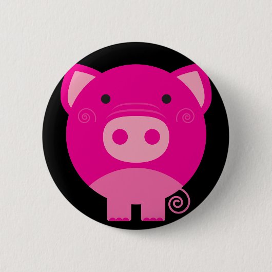 Cute Round Pig Cartoon Ronde Button 5,7 Cm (Voorkant)
