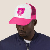 Cute Round Pig Cartoon Trucker Pet (In situ)