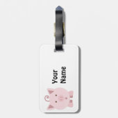 Cute Round roze pig Bagagelabel (Achterkant verticaal)