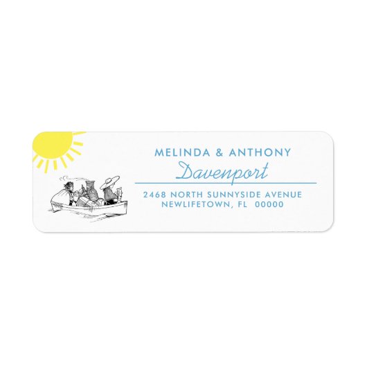 Cute Row Boat Sunshine Return Label (Voorkant)