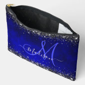 Cute royal blue faux glitter monogram etui (Open)