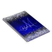 Cute royal blue faux glitter monogram notitieboek (Rechterzijde)
