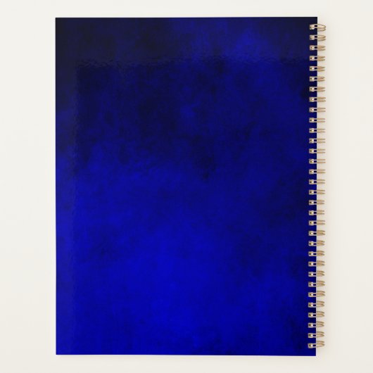 Cute royal blue faux glitter monogram planner (Achterkant)