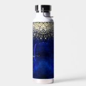 Cute royal blue gold faux glitter monogram waterfles (Links)