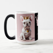 Cute Royal Princess White French Bulldog Crown Magische Mok (Links)