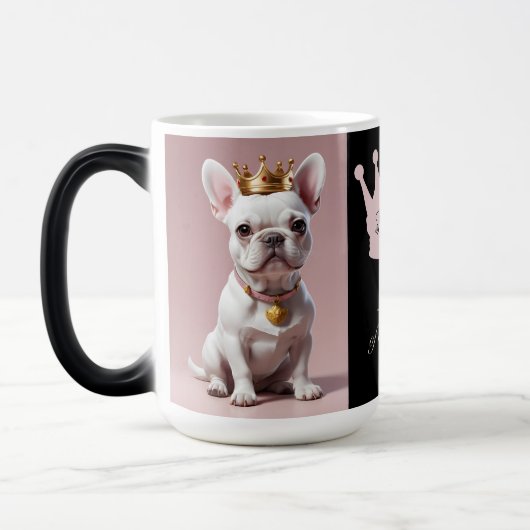 Cute Royal Princess White French Bulldog Crown Magische Mok (Links)