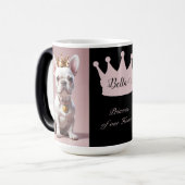 Cute Royal Princess White French Bulldog Crown Magische Mok (Voorkant links)