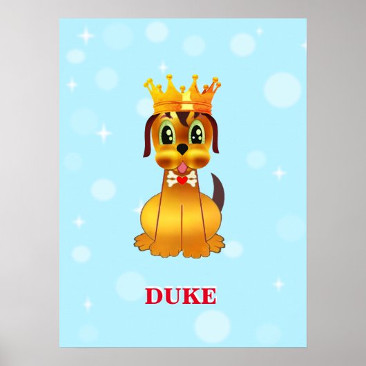 Cute Royal Puppy Dog Cartoon Poster (Voorkant)