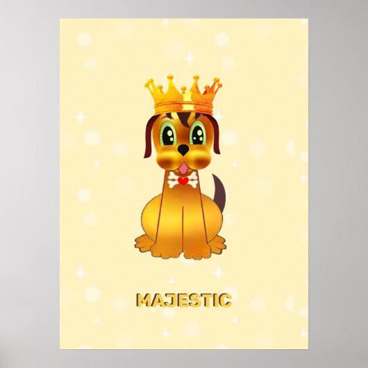 Cute Royal Puppy Dog Cartoon Poster (Voorkant)