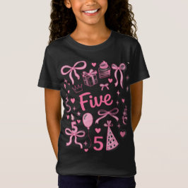 Cute Roze 5e Verjaardag Meisje Shirt Vijf Boog Fee