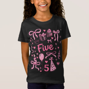 Cute Roze 5e Verjaardag Meisje Shirt Vijf Boog Fee