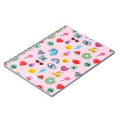 Cute Roze 80's Icons Emoji's Patroon  Notitieboek (Linkerzijde)