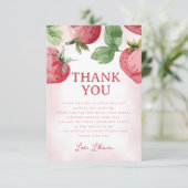 Cute roze aardbei bedankkaart (Staand voorkant)