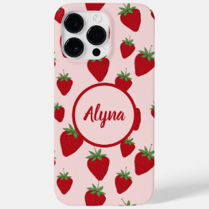 Cute roze aardbei Case-Mate iPhone 14 pro max hoesje