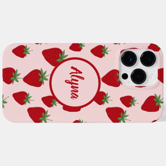 Cute roze aardbei Case-Mate iPhone case (Achterkant (horizontaal))