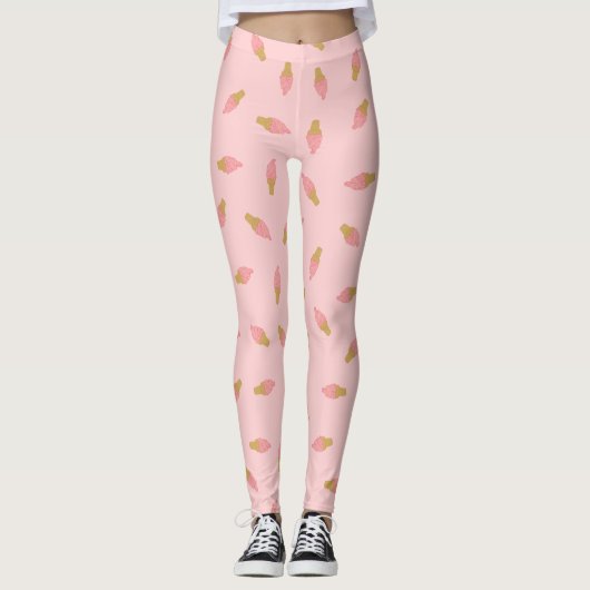 Cute roze aardbei-ijsschootkone leggings (Voorkant)