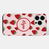 Cute roze aardbei iPhone hoesje (Achterkant horizontaal)