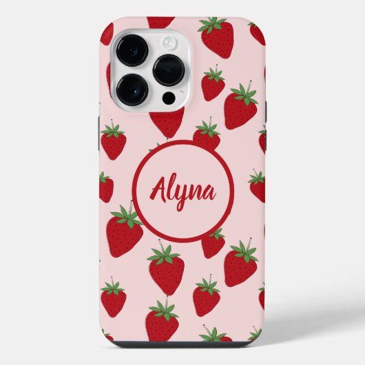 Cute roze aardbei iPhone hoesje (Achterkant)